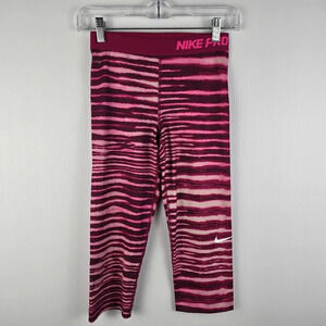 Nike Women's Punk Tiger Striped Cropped Exercise Leggings Activewear Size Small
